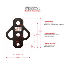 Feral Performance Spread Eagle 3-Way Hitch Adapter with 3/4″ Hardware Included - Golf Carts Garden Tractors Trailers Lawn Mowers Chains and Tow Straps | Made in The USA