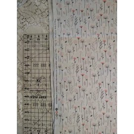 Olive + Piper Posy & Vine Pink Gray Floral Print 100% Cotton Quilt Craft Fabric BTHY 18 x 43