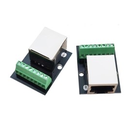 PENGLIN 2pcs RJ45 Ethernet Breakout Board Single Socket Adapter, 2.54 mm Pitch 8-Pin RJ45 Screw Connection, RJ45 Single Socket to 8 Pins Adapter