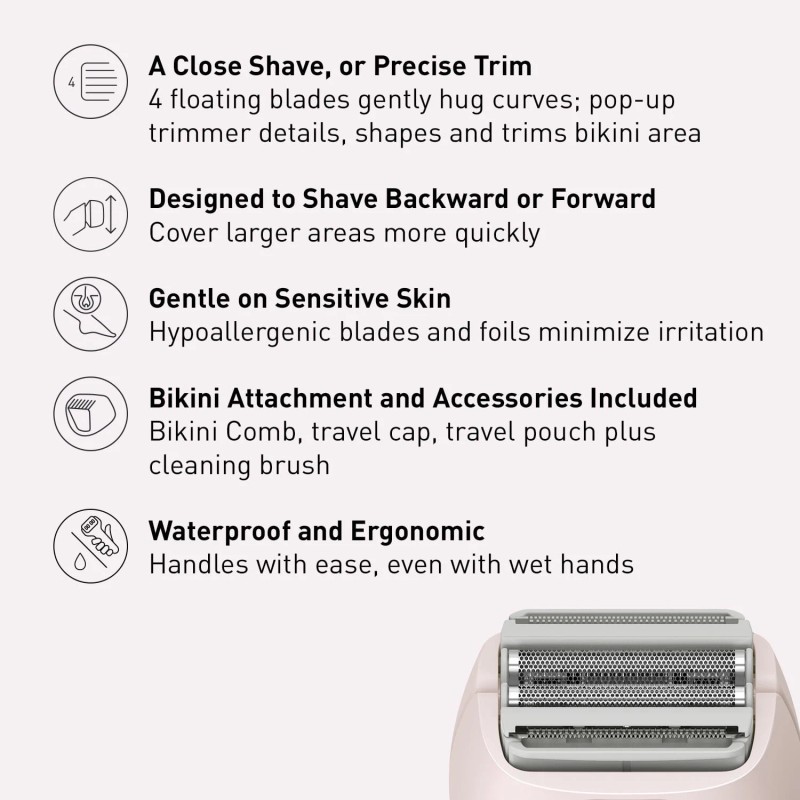 Panasonic Women's 4-Blade Shaver, Wet/Dry, Bikini Attachment