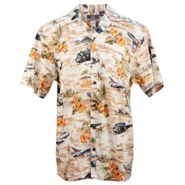 RJC Men's Tropic Air Heroes Military Classics Haiwaiian Shirt (US, Alpha, X-Large, Regular, Regular, Khaki)