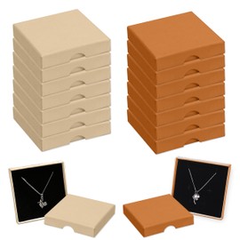 12 Pcs Jewelry Gift Boxes, 3.15 x 3.15in Cardboard Jewelry Boxes Gift Boxes, 2 Color Square Necklace Ring Earring Kraft Box Small Gift Boxes with Lids Foam for Jewelry Packaging