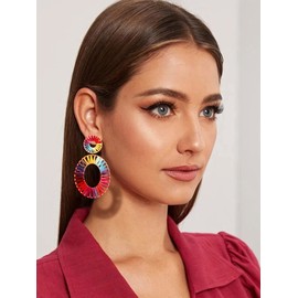 Boho Raffia Earrings for Women Statement Earrings Summer Beach Earrings, Metal, No Gemstone