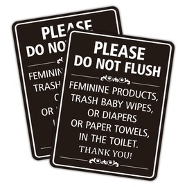 Sigicanage (2 PACK) Do Not Flush Sign for Bathroom, Self-adhesive Do Not Flush Anything Except Toilet Paper Sign, 9 x 6 Inch Signs for Business and Home (red)