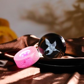 3D Eagle Gifts for Women Crystals Ball - Eagle Figurines Decor Glass Animals Figurine Eagle Stuff for Room Birthday for Best Friend Lovers Keepsake Paperweight