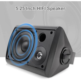 Herdio 5.25" 200W Passive Wired Indoor Outdoor Speakers Wall MountTheater System - Black, 5.25 inch