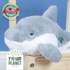 VFM - Grey Dolphin 30cm Eco Friendly Toy - Super Soft Cuddly Ocean Animal Fluffy Plush With Embroidered Eyes Made From 100% Recycled Material - Your Planet