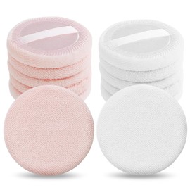 WLLHYF 12PCS Makeup Powder Puffs Pink Cotton Powder Puffs Round Powder Puff for Makeup Face Powder Velour Puffs for Loose Powder Washable (pink+white-12pcs)