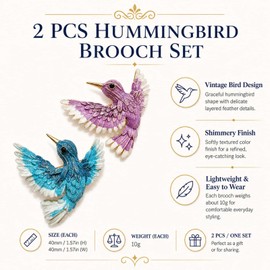 2Pcs Set Hummingbird brooches and Pins for women,Women's Cubic Zircon Animal Gold Magpie and Humming Bird Brooches & Pins Jewelry Accessories Gifts (Blue + Pink)
