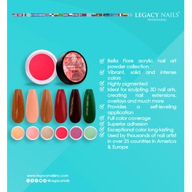 Legacy Nails Professional COLLECTION Acrylic Powder Kit 6 Colors Nail Art Set for Manicure DIY for Dip & Acrylic Nail Extensions (OMBRE COLLECTION)