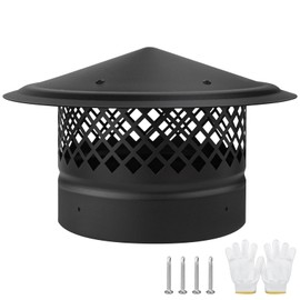 8 Inch Round Chimney Cap,Cone Top Chimney Cap with Screen 8 Inch Round Roof Rain Cover for Wood Stove Pipe Topper,Fireplace Exhaust Roof Vent Cover-Galvanized Steel,Better Airflow Ventilation