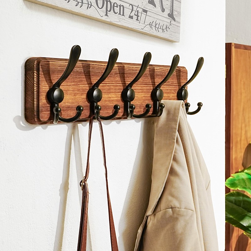 Dseap Coat Rack Wall Mounted - 5 Tri Hooks, Heavy