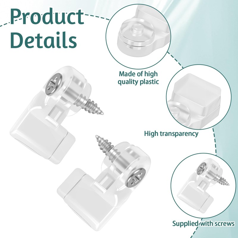 LXUEJIE 20 Pack Glass Retainer Clips with Screws, Plastic Storm