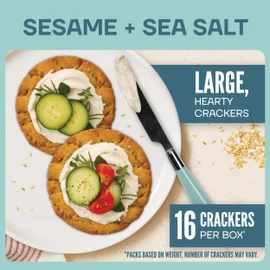 Wasa Sesame and Sea Salt Crisp Creations, 8.3 oz. (Pack of 8), Large Round Toppable Crackers Made With Real Sea Salt for Snacking and More, Wholesome Oven Baked Crackers With a Hearty Crunch