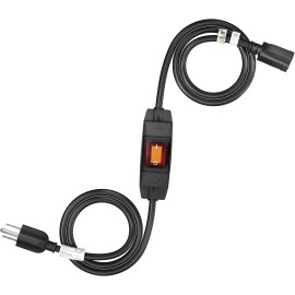 FIRMERST 1875W Outdoor Extension Cord with Waterproof Switch 2/3/6/10/15 Feet - 6 Feet