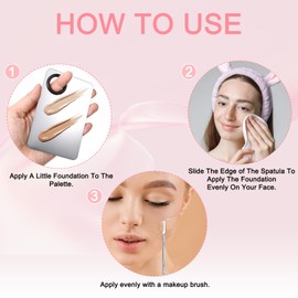 3 PCS Makeup Mixing Palette Set, Stainless Steel Foundation Palette, Foundation Makeup Stick, Reusable Beauty Spatula Tools for Facial Cosmetic