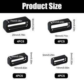 PKRFCJ 16 PCS Watch Band Holder Loop, 20mm, 14mm, 16mm, 18mm Anti-Slip Watch Replacement Band Strap for Smart Sport Watchers Clasp Ring Accessories (Black)