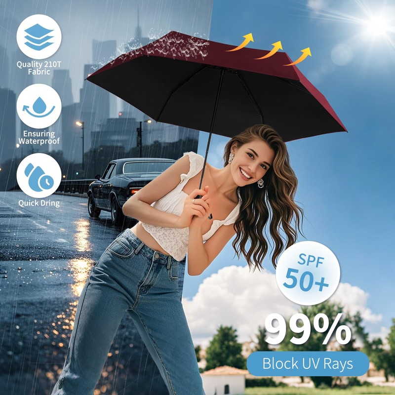 Yoobure Small Mini Umbrella with Case Light Compact Design Perfect
