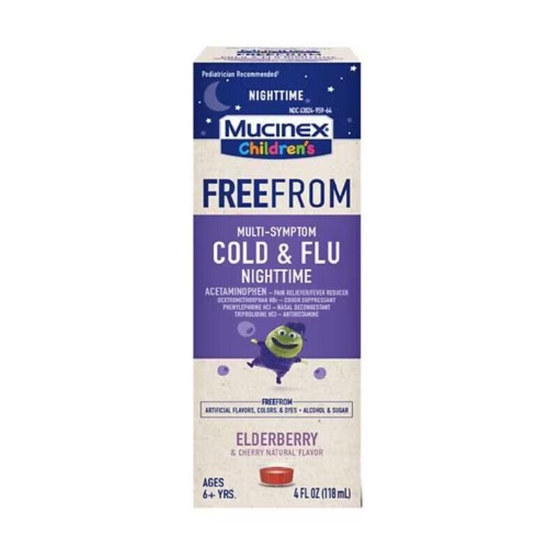 Mucinex 3X Children's Mucinex Cold & Flu Nighttime Liquid Elderberry