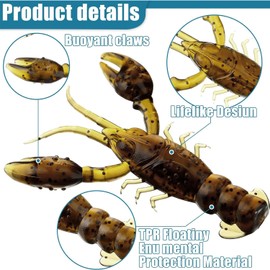 New (Qty 20) 1" Micro Craw Scented Finesse Drop Shot Crappie JIG Bluegill Brown CRAWDAD Lure Bait Fishing Equipment Set CE-0085DR