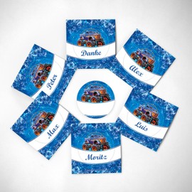 Party Bags Children's Birthday 12 Gift Bags / Natural + 12 Stickers + 12 Bookmarks + 12 Mini Notepads Monster Truck / Party Gifts for Children Boys Birthday Giveaways Car Party Bags