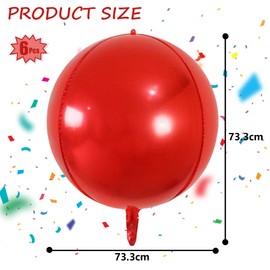 laackys Large Metallic Red Balloons 22 Inch Pack of 6 360 Degree 4D Round Red Metallic Balloons Red Chrome Balloons Red Foil Balloons Perfect for Christmas Decorations Party Balloons