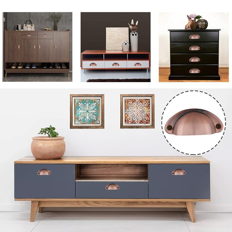 Bestgle 20 Packs Retro Shell Cup Handles, Brushed Red Copper