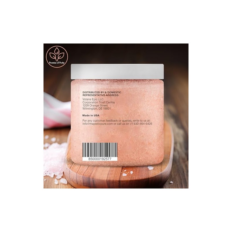 Majestic Pure Himalayan Salt Body Scrub with Lychee Oil, Exfoliating