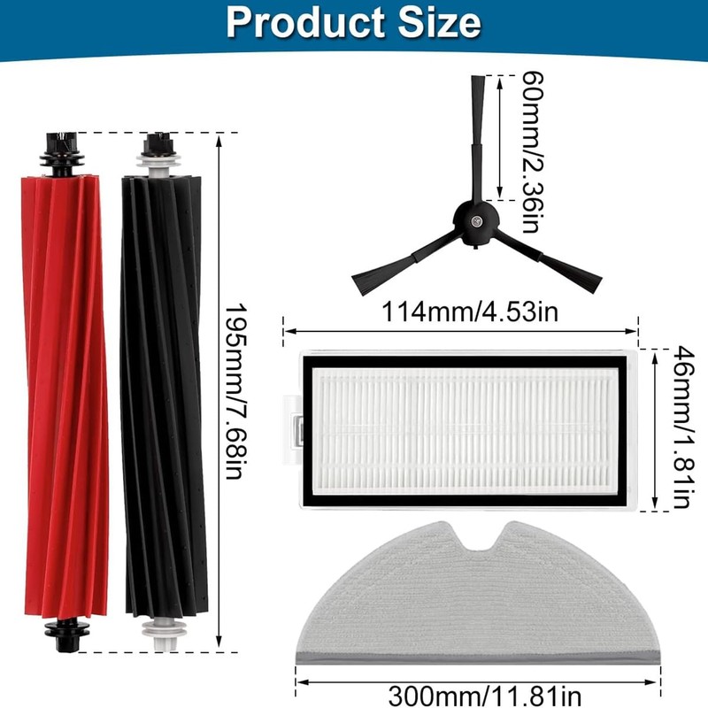 15 pcs Accessories Kit Replacement Parts for Roborock Q5 Pro/Q5