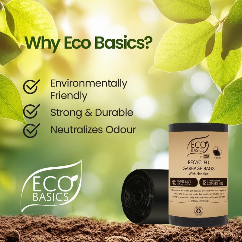 White Magic Eco Basics Degradable Garbage Bags 12 litre Capacity,