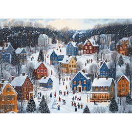 lamplig Christmas Puzzles 1000 Pieces for Adults Snow Village Jigsaw Puzzles Celebrate Christmas Puzzle Gift for Family and Friend Puzzles 1000 Piece with Letters on Back 1:1 Poster(27.6x20.5 inch)
