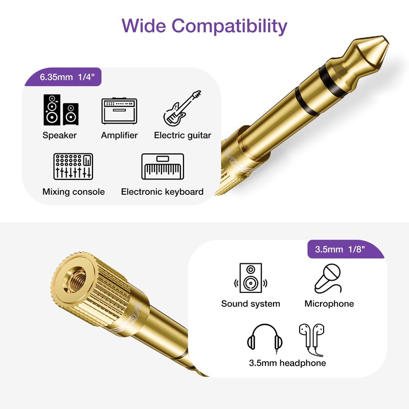 VCE 6.35mm (1/4 inch) Male to 3.5mm (1/8 inch) Female