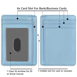 GH GOLD HORSE Slim RFID Blocking Card Holder Minimalist Leather Front Pocket Wallet for Women