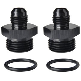 Podavelle 8AN Male Flare to 12AN 12 ORB O-ring Boss Fuel Rail Adapter Fitting Aluminum Black, Pack of 2
