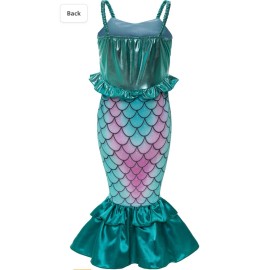 Funna Girls Mermaid Costume Princess Dress Up with Accessories Green, 6 Years