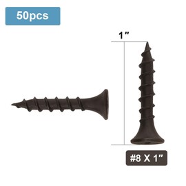 #8 x 1" Wood Screw 50PCS Black Phosphate Coated Stainless Flat Truss Head Fast Self Tapping Drywall Screws by SG TZH