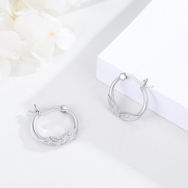 Cuoka Angel Wings Earrings 925 Sterling Silver Angel Wings Huggie Hoop Earrings,Hypoallergenic Wings Small Hoop Earrings Jewelry for Women
