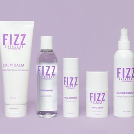 Fizz Skincare Kit - Full Size Set with Calm Balm, HydraTone, Cell Cream, Grit & Glow, and Barrier Boost Spray for Complete Skin Care