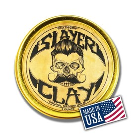 Hair Clay For Men - Slayer Clay Organic Medium Hold 2 Ounce Tin - Like Pomade Cream Or Gel - Shine Free & Non Greasy - Anti Dandruff & Easy To Use Mens Hair Product With Bentonite By Death Grip