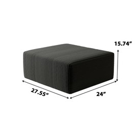 27.5" Corduroy Ottoman Seat Module for Modular Sectional Sofa, DIY L-Shaped & U-Shaped Plush Corduroy Sofa for Living Room, Black