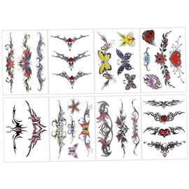 Mikinona Temporary Women Body Stickers 8 Sheets Pack Waterproof Easy to Apply