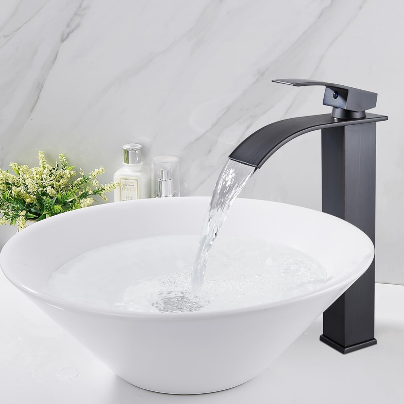 Midanya Vessel Sink Facuet Waterfall Tall Bathroom Faucets Vanity Single