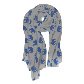 V28 Gorgeous Blue Elephant Print Long & Soft Scarf Shawl/Wrap - Large (Grey)