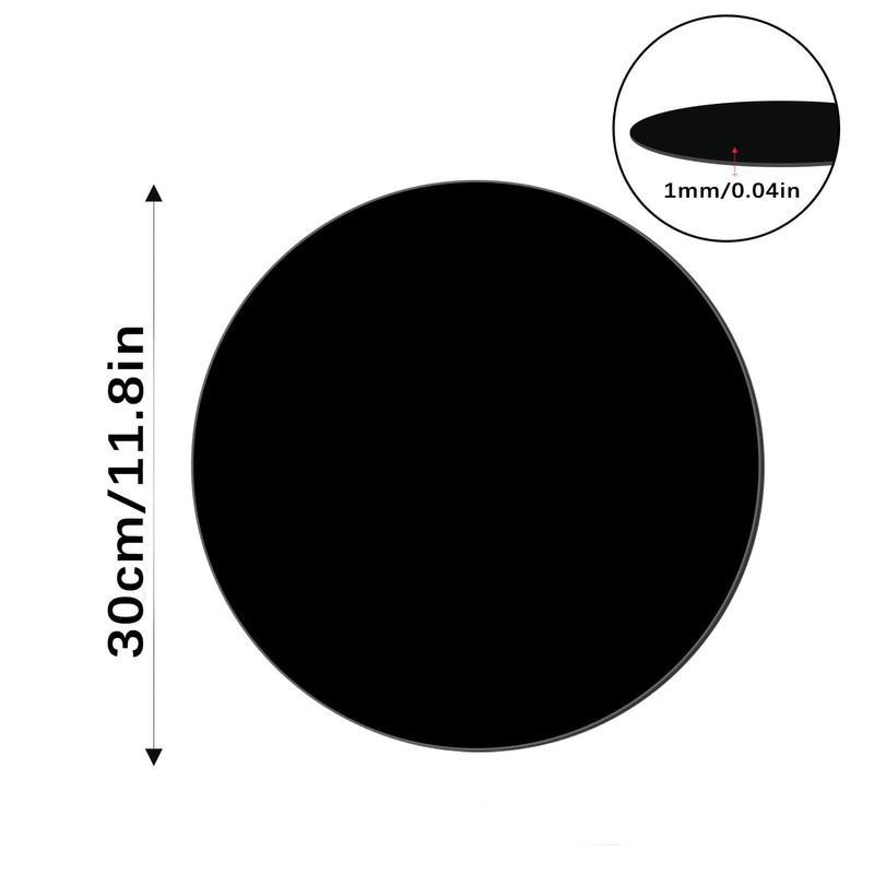 ZESABGE 30 cm Acrylic Plate Black Acrylic Discs Round Plastic