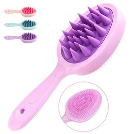 2 in 1 Hair Brush Massager and Detangler - Double Sided Comb with Handle, Scalp Massager and Detangler, Scalp Massager for Shower and Hair Care (Purple)