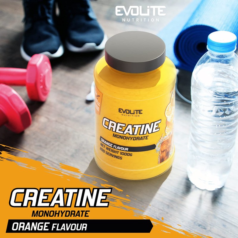 EVOLITE NUTRITION Creatin Monohydrat 1kg - Taurin Kreatin Pulver, Pre