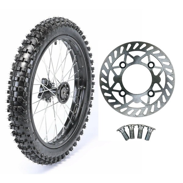 RedCap 17" Inch 70/100-17 (2.75x17) 1.6x17 Front Wheel Tire Rim and Inner tube with 15mm Bearing Assembly for 110cc 125cc 150cc Dirt Pit Bike Apollo DB27 RFZ XR TaoTao SSR Includes Brake Rotor