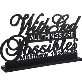 Inspirational Table Art with God All Things are Possible Positive Sign Home Table Decoration, Motivational Table Centerpieces Letter Sign Wooden for Faith Motivational Decor Home()