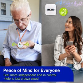 Daytech Wireless Caregiver Pagers SOS Call Button for Elderly Patient Seniors Disabilities Personal in Home Nurses Calling Alert System (2 Green Buttons+ 2 Receivers)