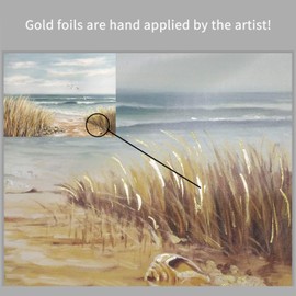 Seashore Artwork Coastal Wall Art: Abstract Beach Art Painting Print on Wrapped Canvas for Room Decoration (24" W x 18" H,Multi-Sized)